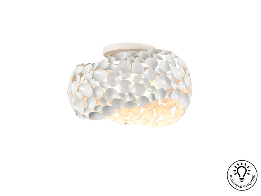 Plafón de techo Narisa 5 luces blanco mate Schuller, diseño minimalista moderno en acrílico y metal para dormitorio o salón.