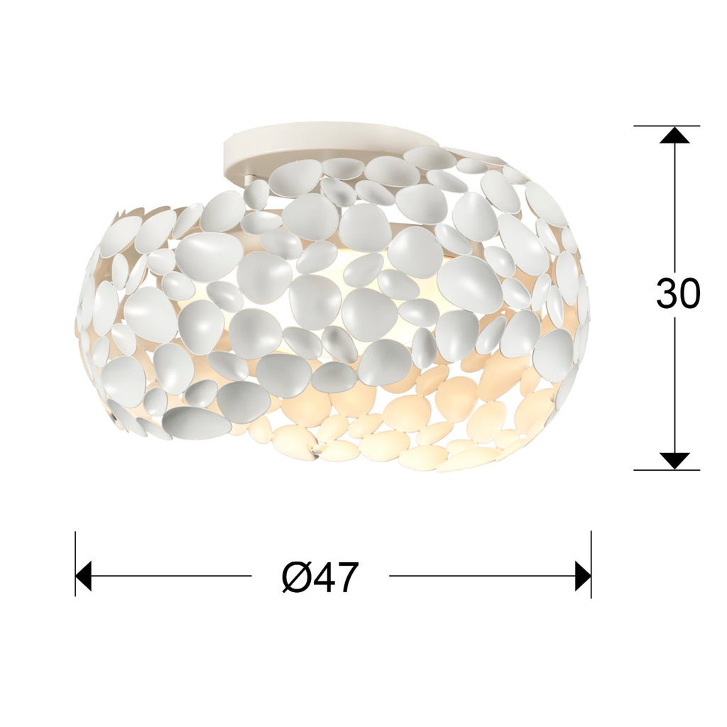 Medidas de Plafón de Techo Narisa con 5 Luces en Blanco Mate, Diseño Minimalista y Moderno de Schuller, Ideal para Dormitorio o Salón.