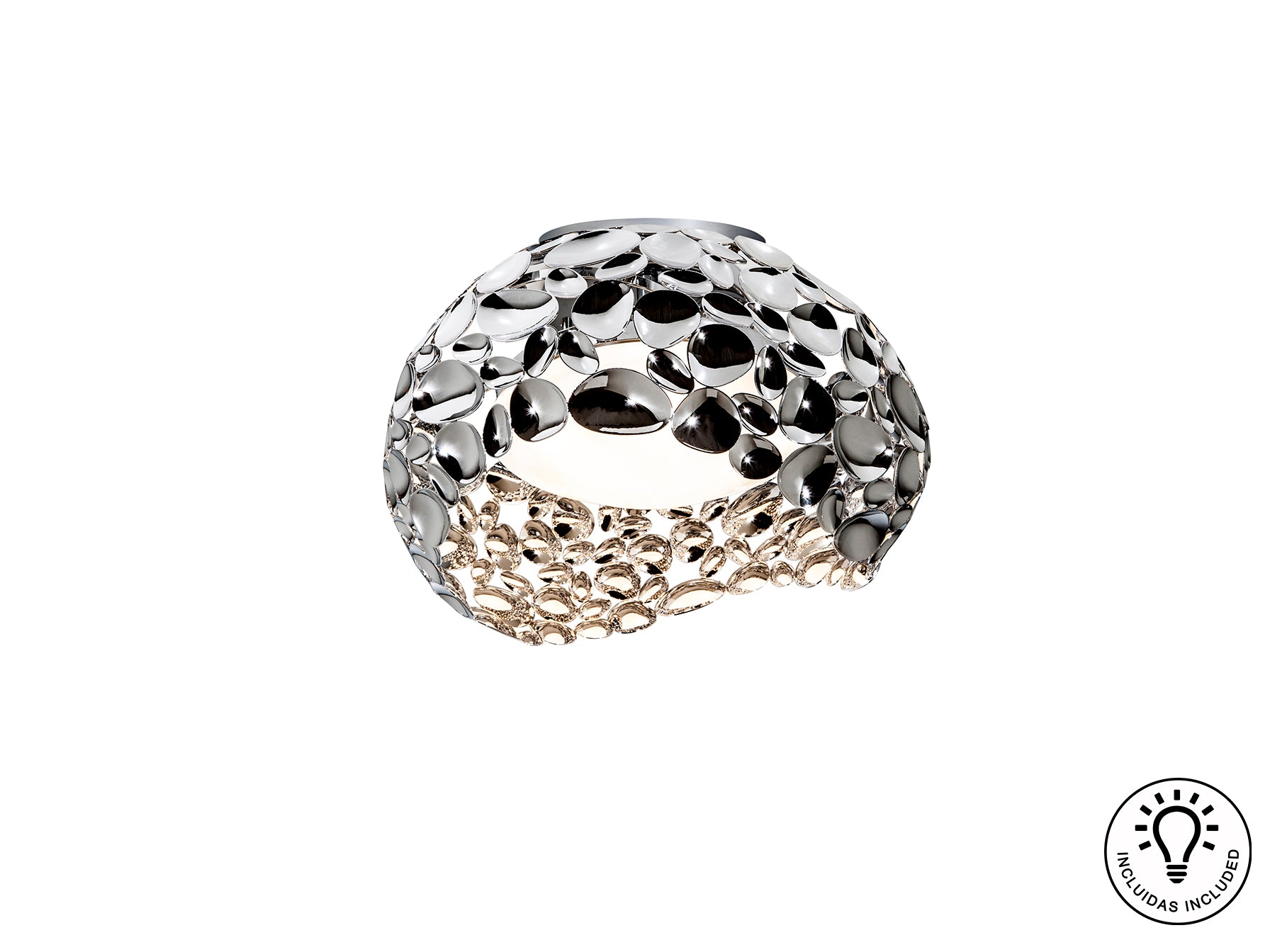 Plafón de Techo Narisa Ø47 cm Cromado con 5 Luces, Acrílico y Metal, Estilo Moderno, Marca Schuller.