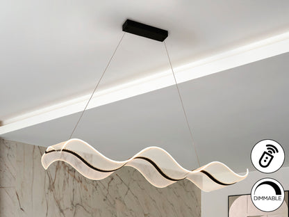 Lámpara de techo Olas negra Schuller 268213, diseño moderno LED dimmable en metacrilato y metal, regulable en altura para comedor y salón.