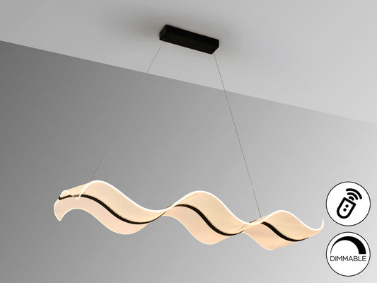 Lámpara de Techo Olas Negra Schuller LED Dimmable Moderno para Comedor y Salón regulable en altura.