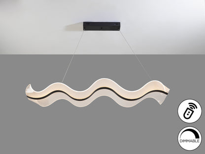 Lámpara de techo Olas Negra Schuller 268213, diseño moderno LED dimmable y regulable en altura, en metacrilato y metal, ideal para comedor o salón.