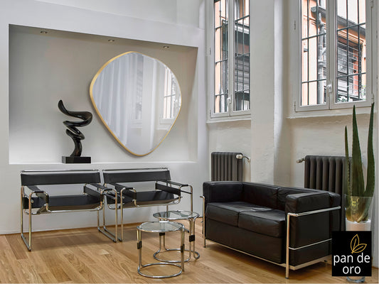 Espejo Mimo 114x110 cm Pan de Oro Schuller, diseño Art Deco y Glam para decoración de salón.