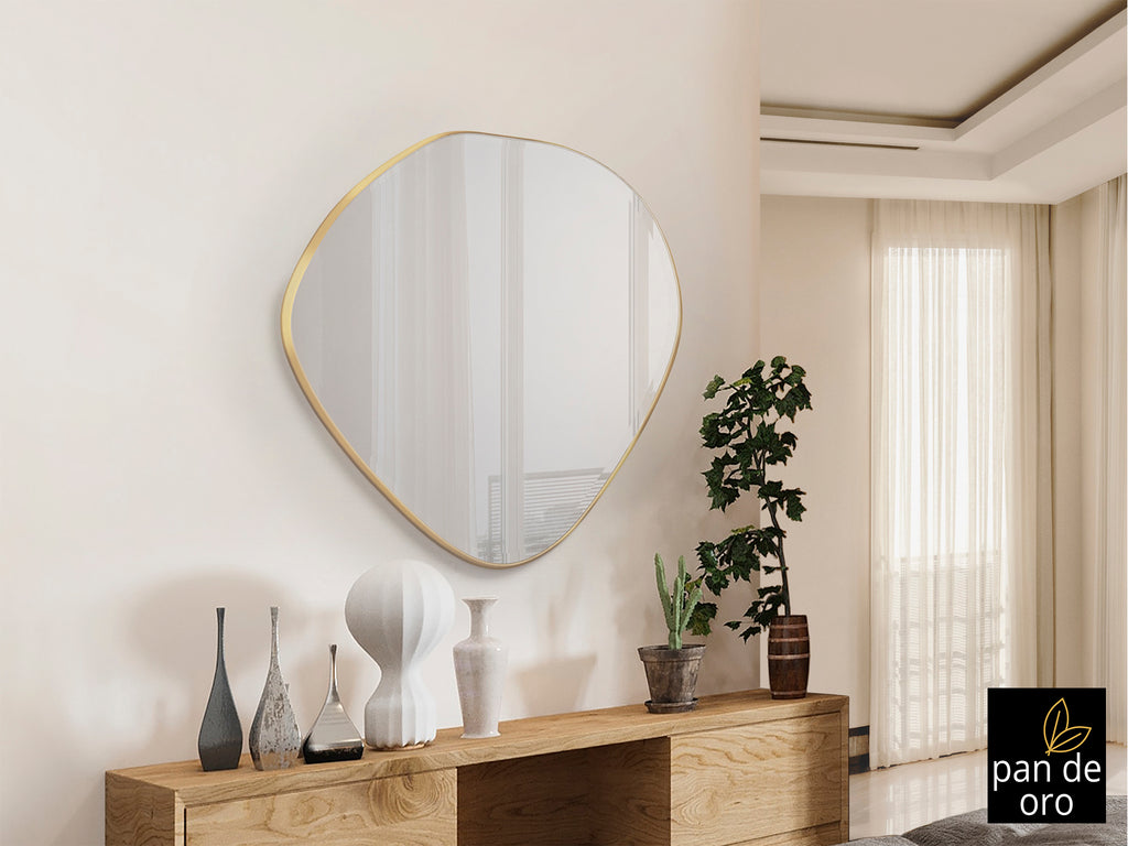 Espejo MIMO 80x80 cm Pan de Oro Schuller, diseño Art Déco con cristal y marco clásico renovado.