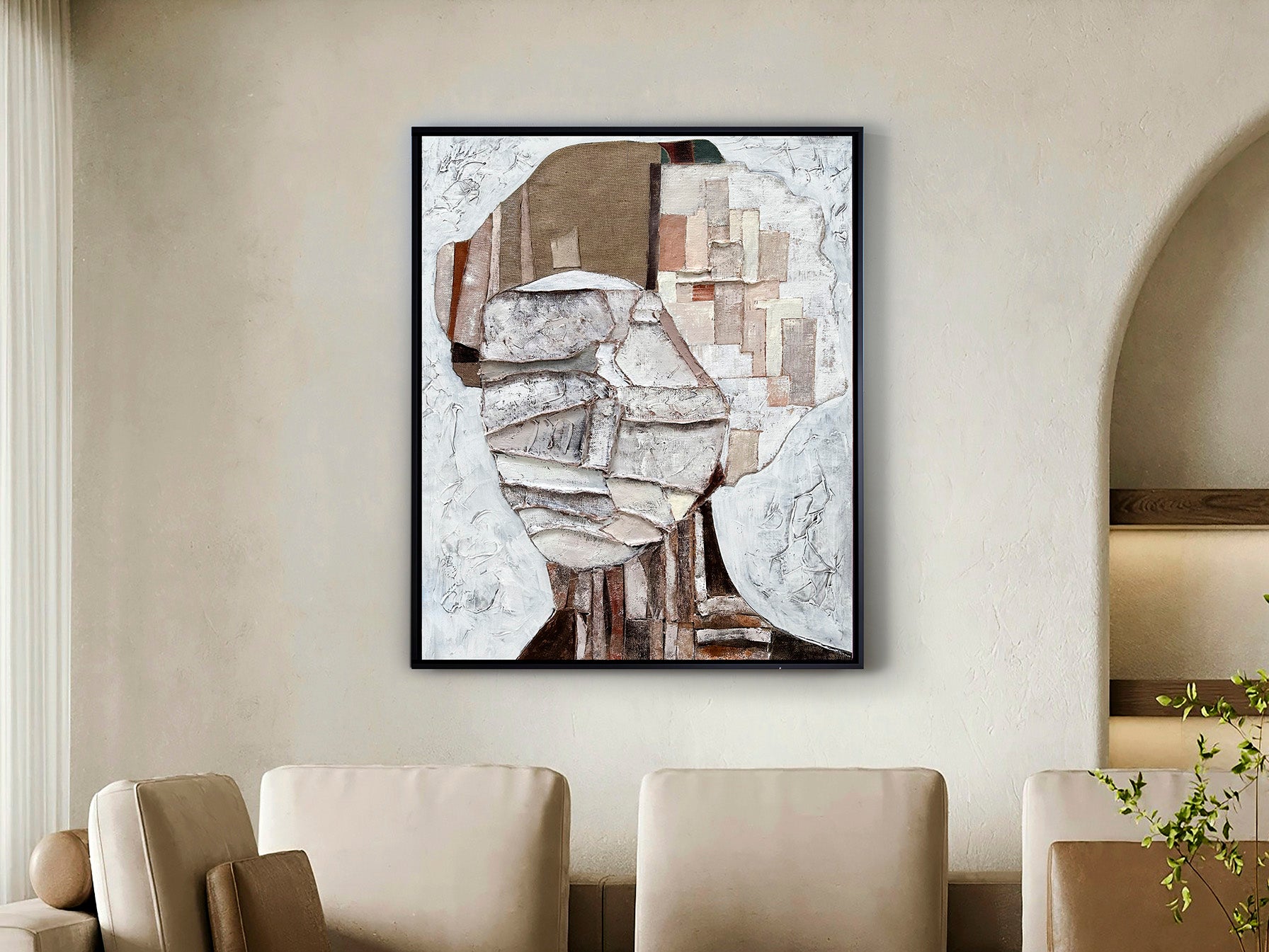 Cuadro Mistery Bajorrelieve 90x120 cm Óleo Negro Schuller, arte mural contemporáneo industrial para comedor o salón.