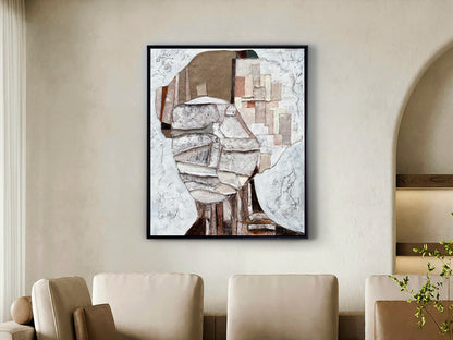 Cuadro Mistery Bajorrelieve 90x120 cm Óleo Negro Schuller, arte mural contemporáneo industrial para comedor o salón.