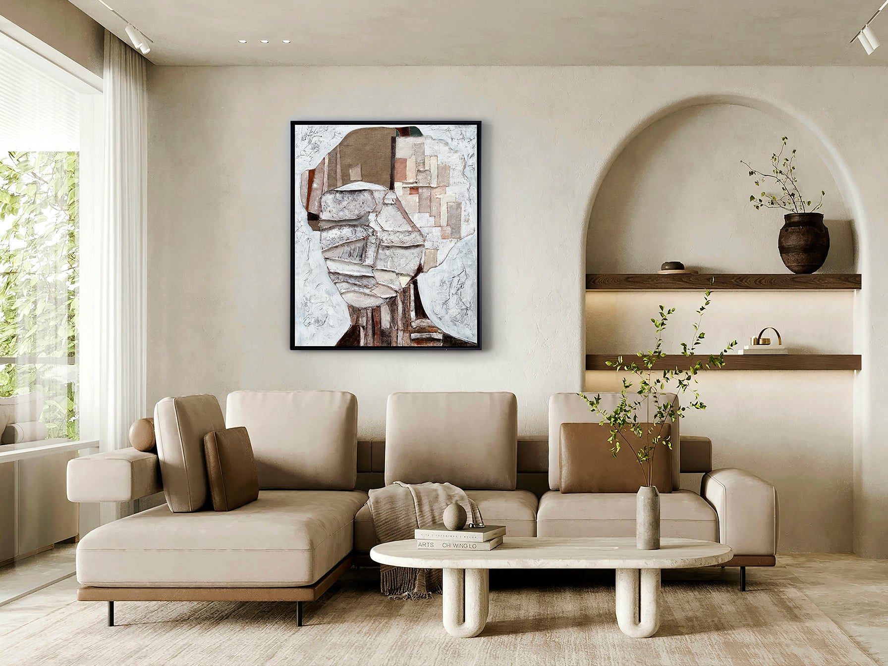 Cuadro Mistery Bajorrelieve 90x120 cm Óleo Negro Schuller, arte mural contemporáneo y moderno.