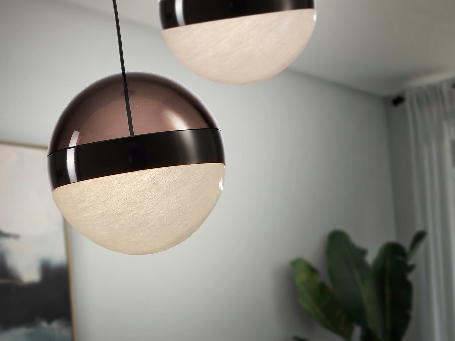 Lámpara colgante Orbes 1L en cromo negro de Schuller, con luz LED, diseño moderno para comedor o salón.