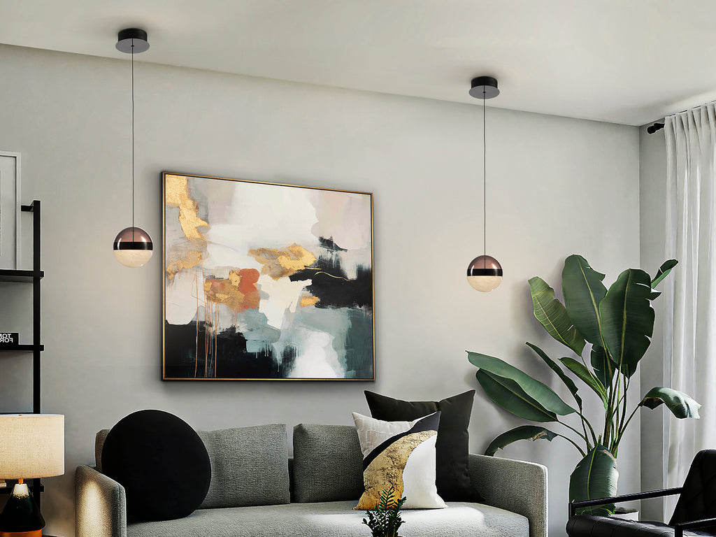 Lámpara colgante Orbes D15 Cromo Negro Schuller, diseño moderno con cristal smoke, LED y metal para salón.