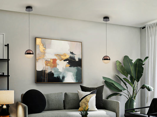 Lámpara colgante Orbes D15 Cromo Negro Schuller, diseño moderno con cristal smoke, LED y metal para salón.