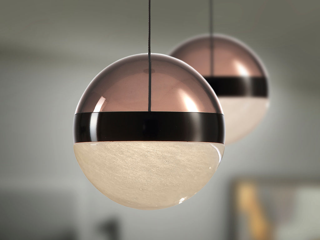 Lámpara colgante Orbes D15 cromo negro Schuller, diseño moderno con cristal smoke y LED, ideal para salón.