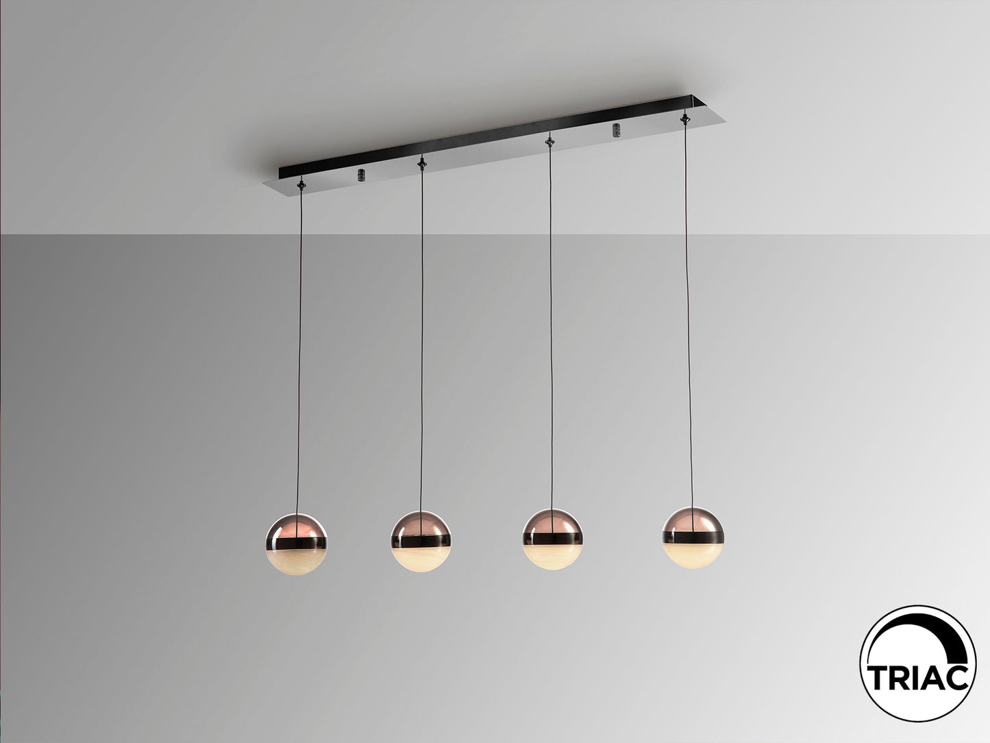 Lámpara de Techo ORBES 4 Luces LED Dimmable Cromo Negro Schuller Moderno para Comedor y Salón