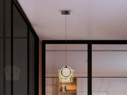 Lámpara colgante Ingrid en bronce oscuro y champán con iluminación LED, de Schuller.