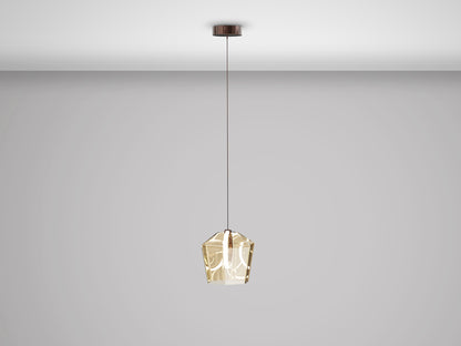 Lámpara colgante Ingrid en bronce oscuro y champán de Schuller con iluminación LED, cristal y diseño moderno para salón.