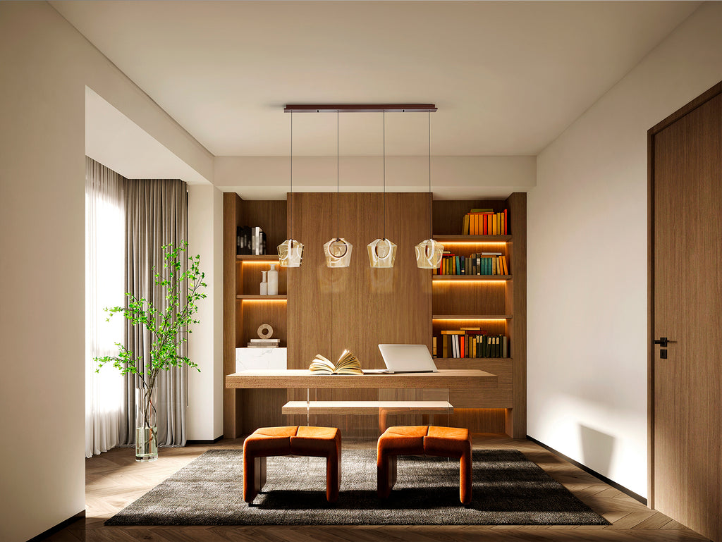 Lámpara de techo Ingrid con 4 luces en bronce champán de Schuller, diseño moderno LED para comedor y salón.