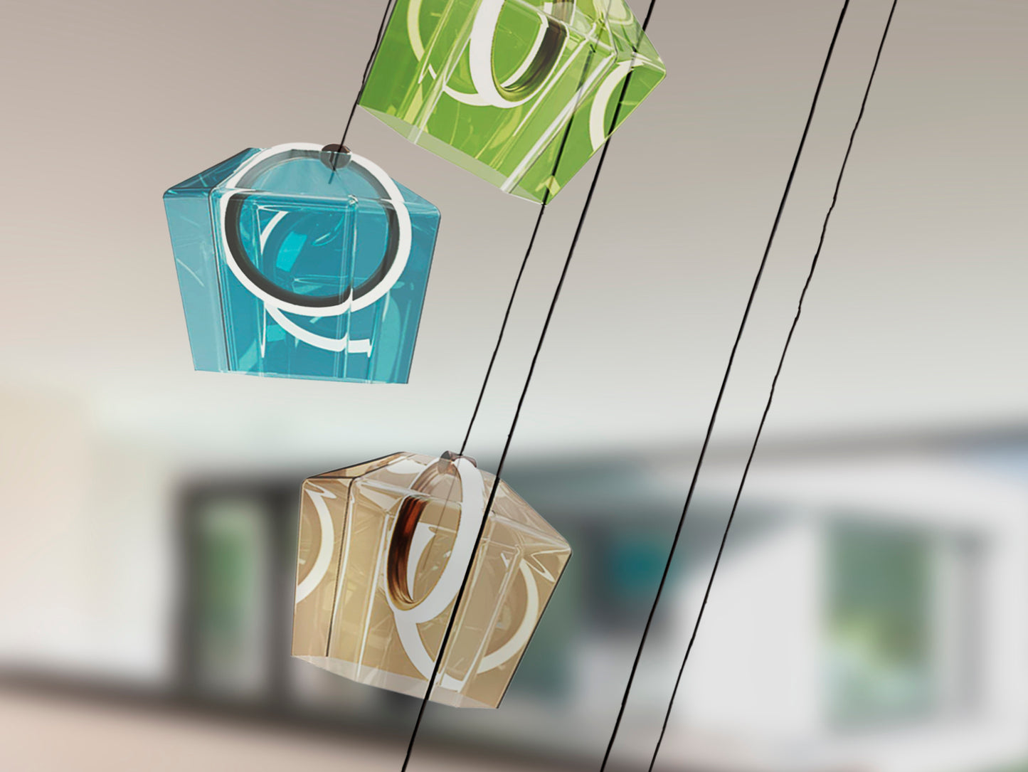 Lámpara colgante Ingrid 6L en bronce oscuro de Schuller con cristal de colores, LED y diseño moderno para iluminación de comedor y salón.