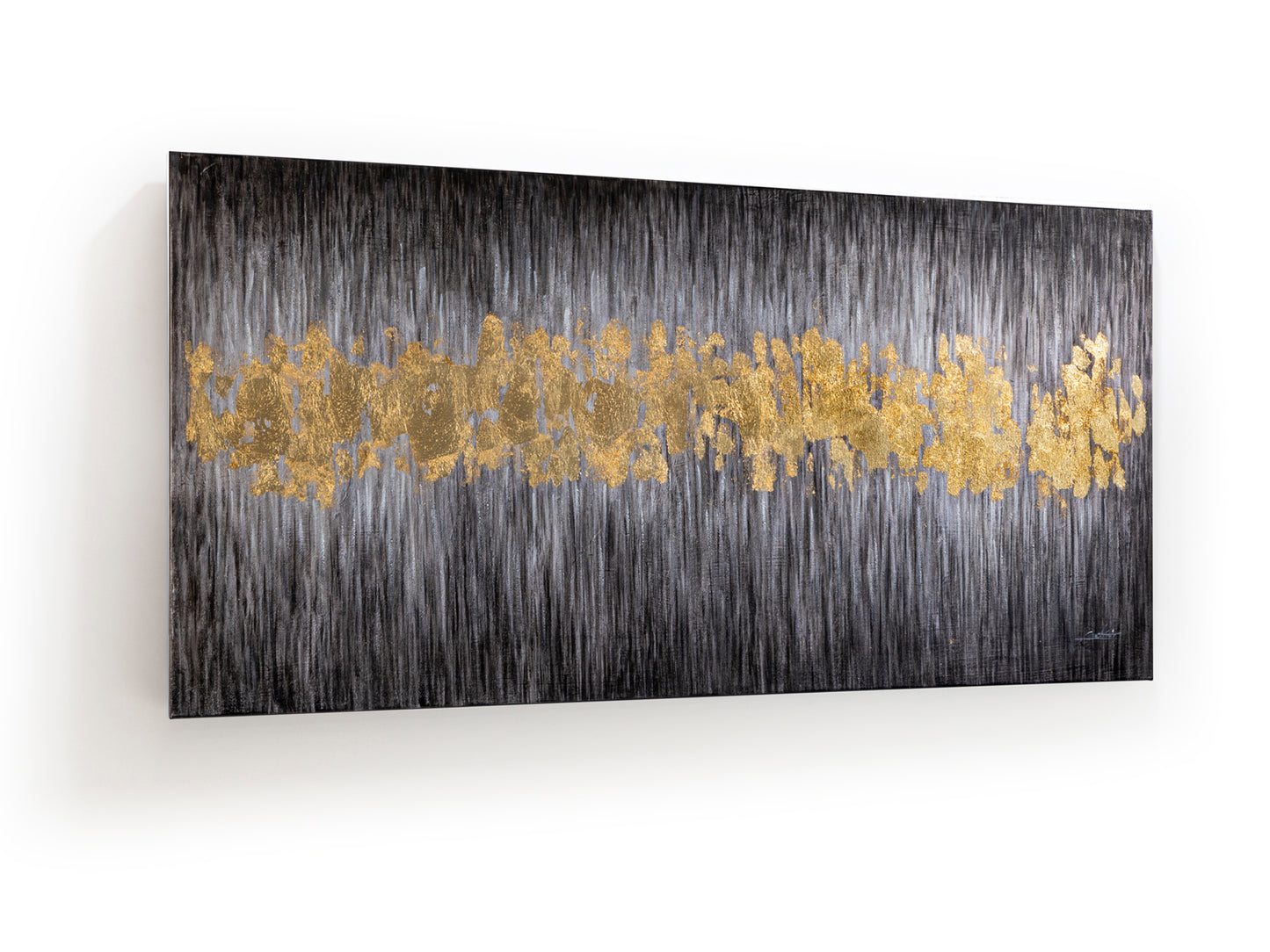Cuadro acrílico Sendero 80x160 cm en oro, arte moderno y contemporáneo de Schuller 285179, ideal para decoración de salón y comedor.