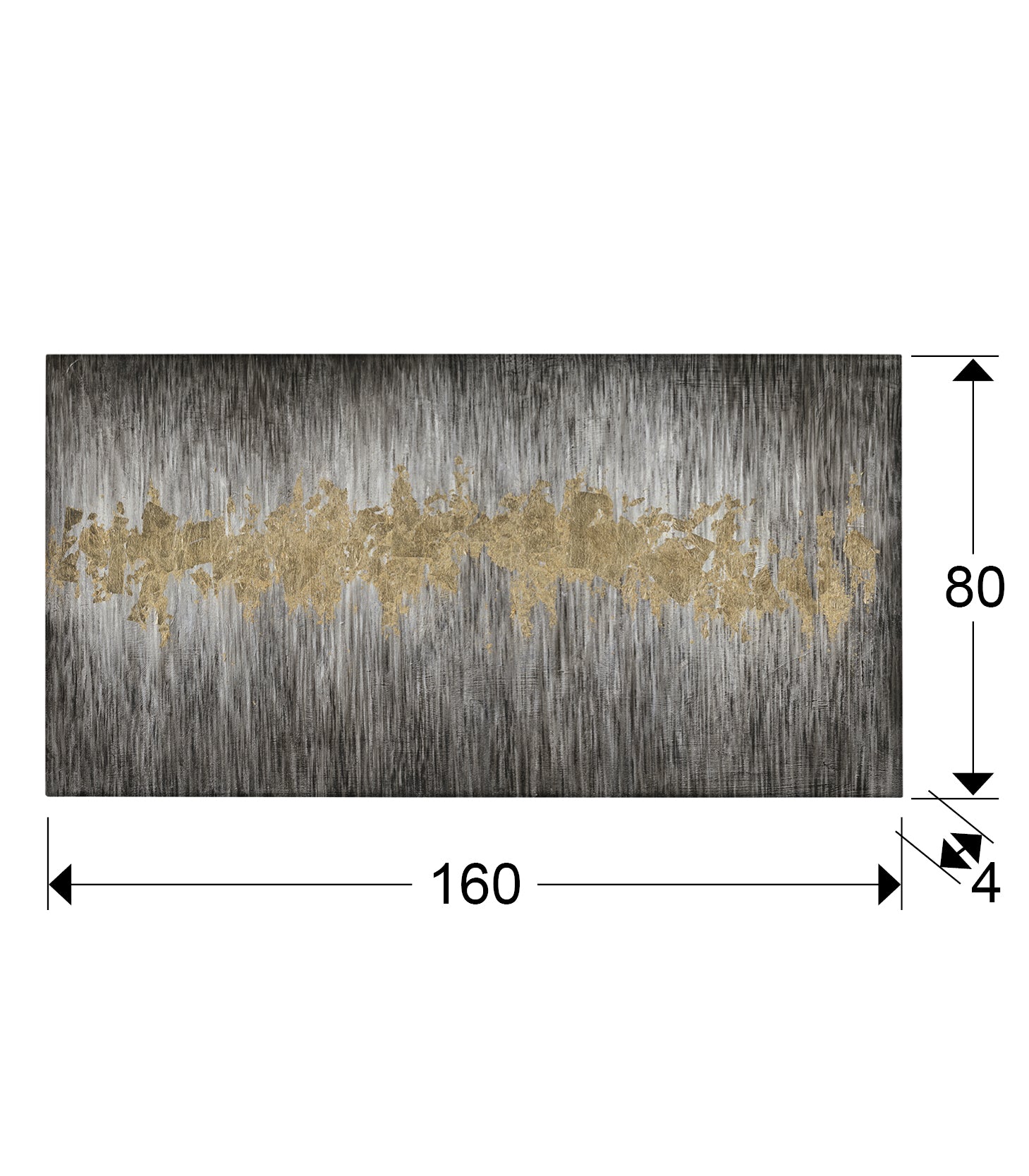 Medidas de Cuadro acrílico Sendero 80x160 cm en oro de Schuller, arte moderno y contemporáneo para decoración de comedor y salón.