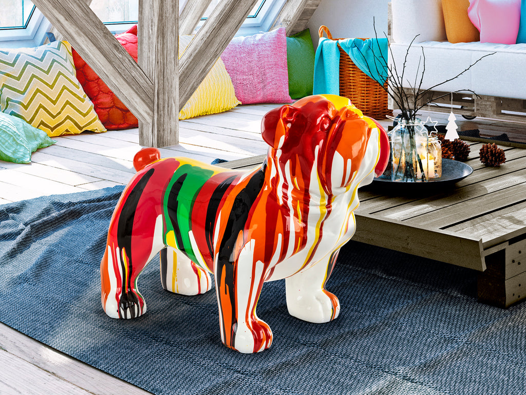 Figura decorativa OTTO Bulldog Mediano en colores vibrantes, estilo pop art moderno de resina, ideal para recibidor o salón, de Schuller.
