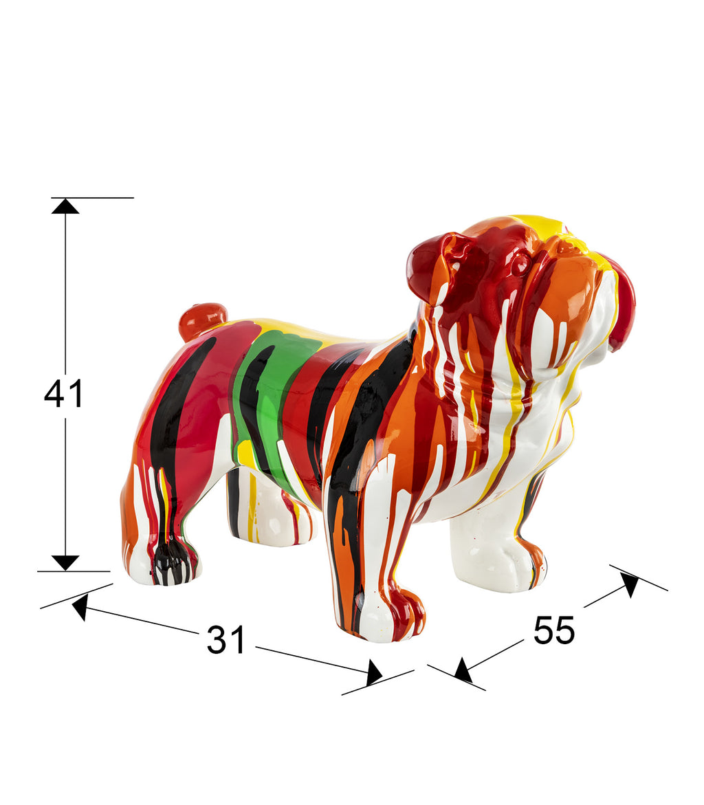 Medidas de Figura Decorativa OTTO Bulldog Mediano en Colores, Estilo Moderno Pop Art, Material Resina, para Recibidor o Salón, Schuller 285257.