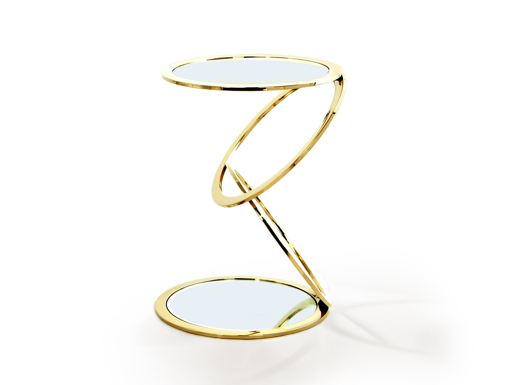 Mesa auxiliar Aros Ø45 oro brillo Schuller Art Decó Acero Dorado Glam.