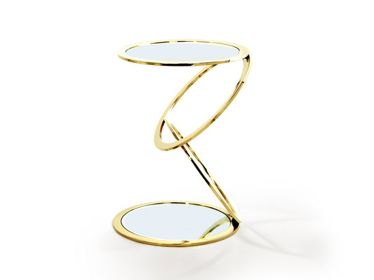 Mesa auxiliar Aros Ø45 oro brillo Schuller Art Decó Acero Dorado Glam.