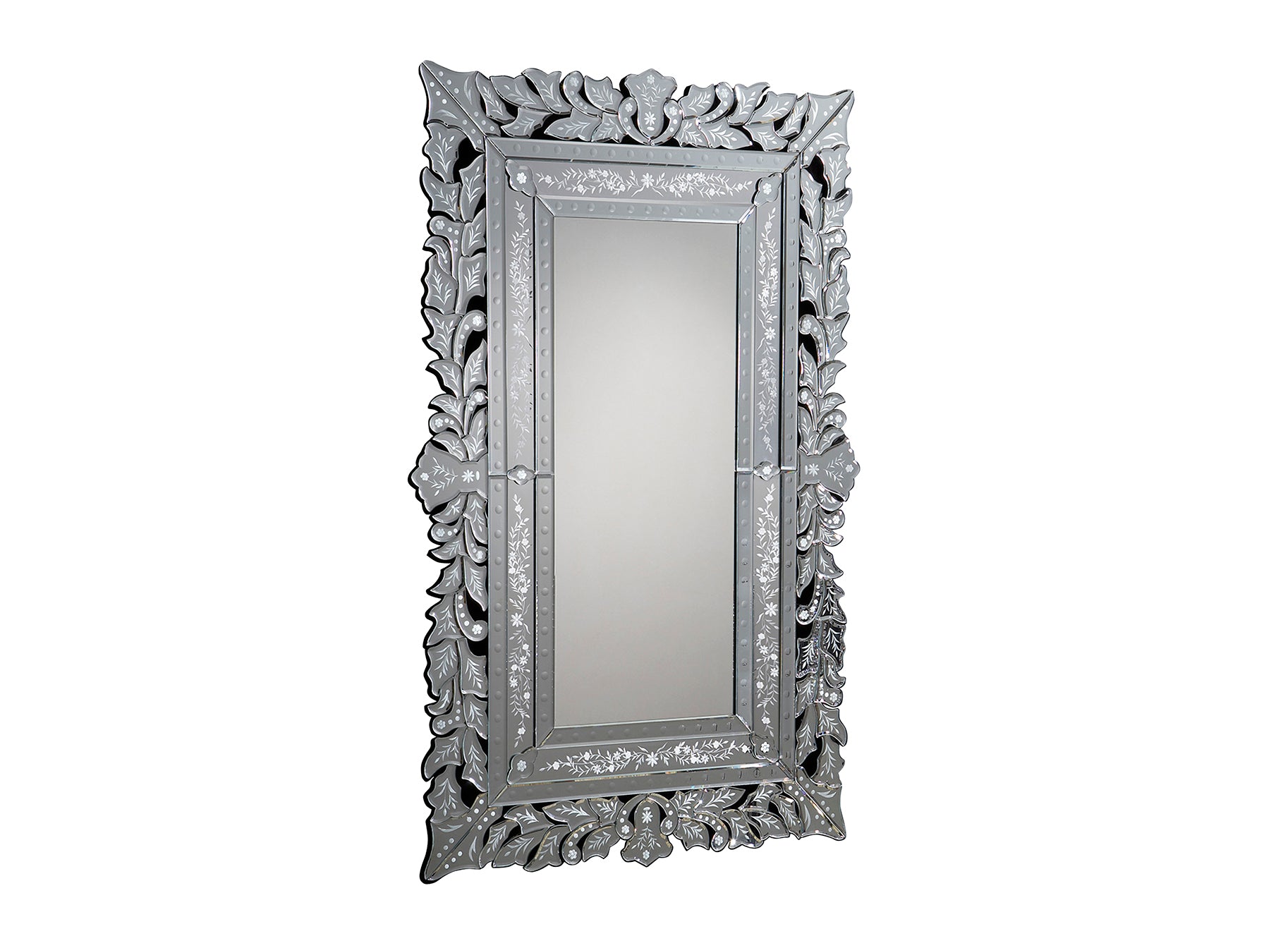 Espejo Cleopatra 120x78 cm tallado en negro de Schuller, estilo Art Decó, para pared en recibidor o salón.