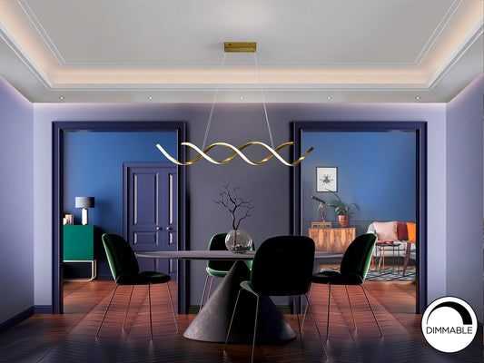 Lámpara de techo DIDO Oro Brillo Schuller, diseño moderno con LED integrado y altura regulable, ideal para comedor y salón.