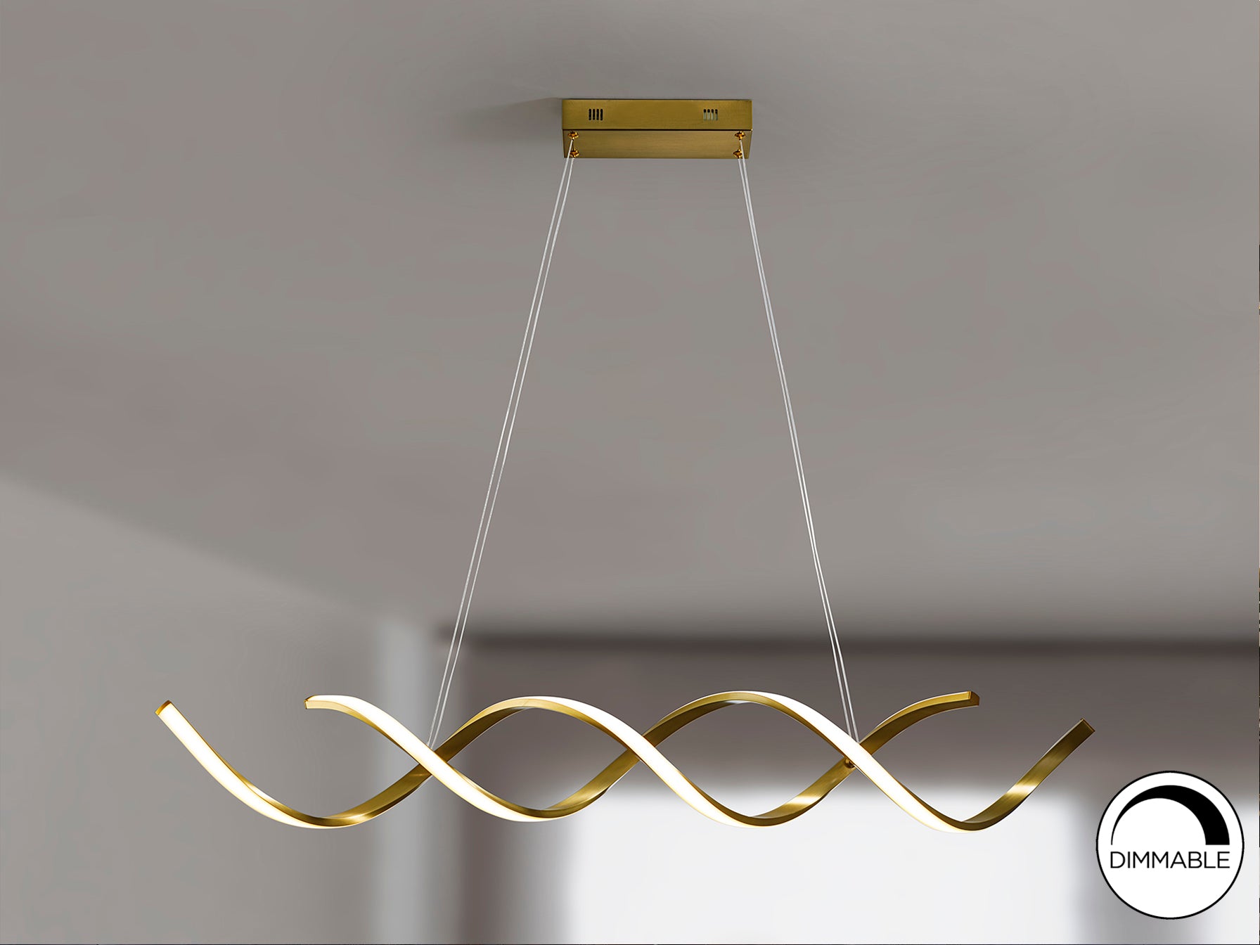 Lámpara de techo DIDO oro brillo Schuller, con altura regulable y LED integrado, diseño moderno para comedor o salón.