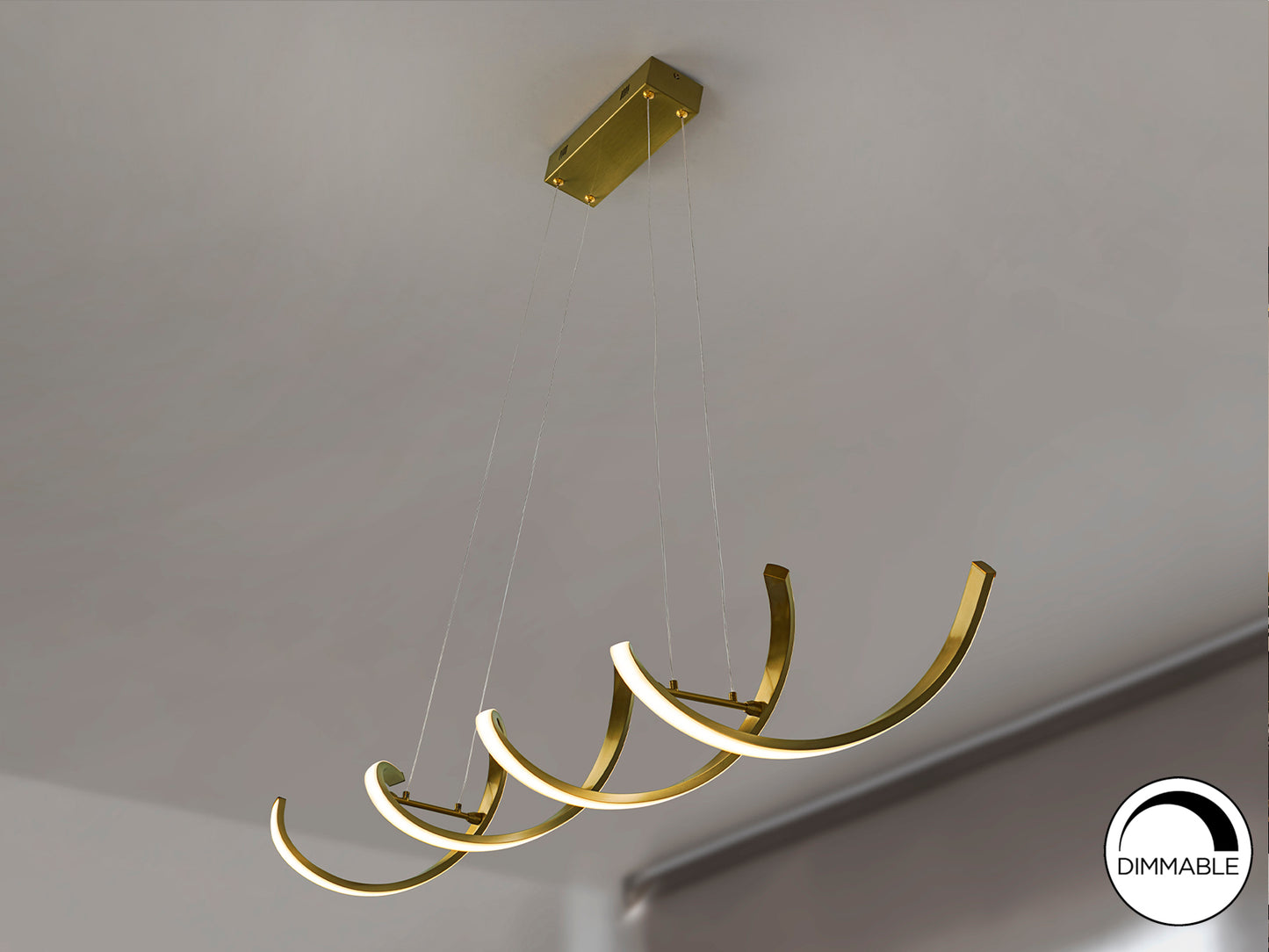 Lámpara de Techo DIDO Oro Brillo Schuller 292038, con altura regulable, LED integrado, diseño moderno en metal, ideal para comedor y salón.