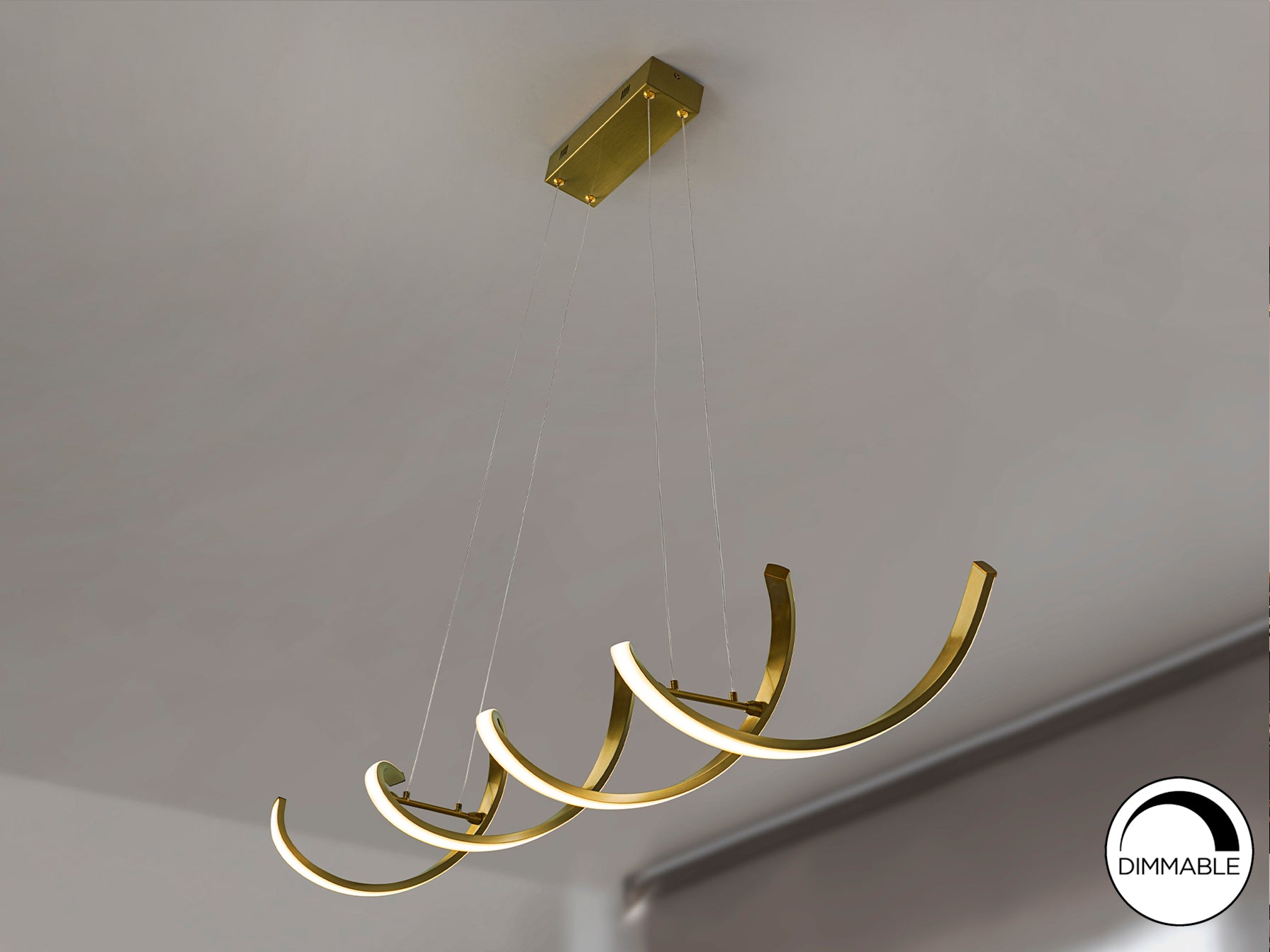 Lámpara de Techo DIDO Oro Brillo Schuller 292038, con altura regulable, LED integrado, diseño moderno en metal, ideal para comedor y salón.