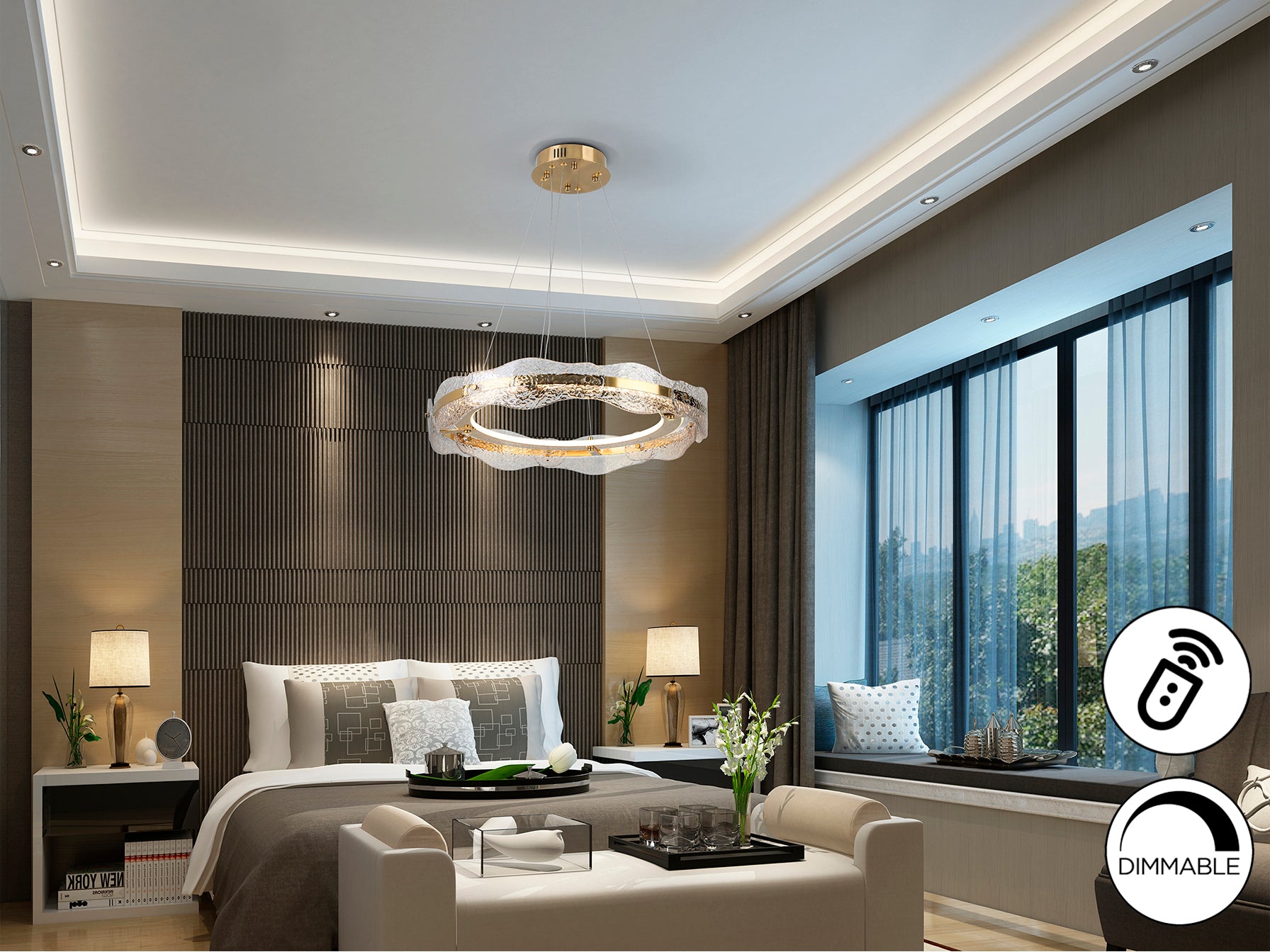 Lámpara de techo Lira Ø60 oro cepillado Schuller, con altura regulable, LED integrado y diseño moderno.