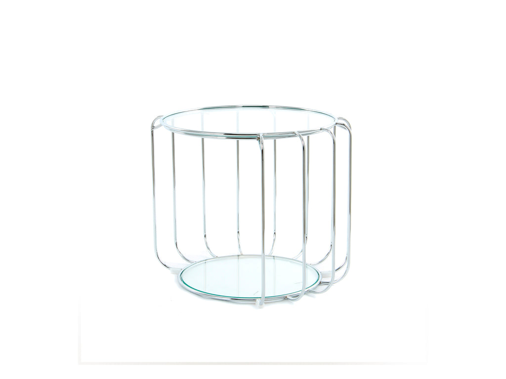 Mesa auxiliar Hadas de acero brillante con diseño contemporáneo. Ideal para salón o dormitorio. Marca Schuller. Modelo 296243.