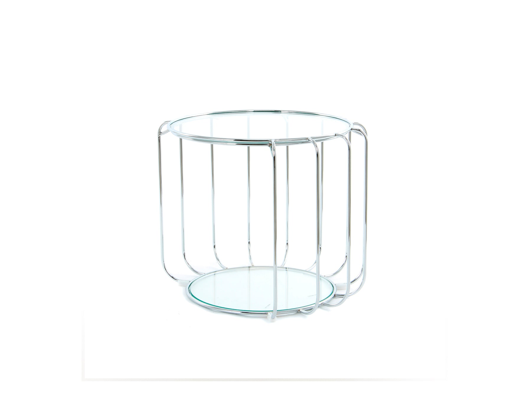 Mesa auxiliar Hadas de acero brillante con diseño contemporáneo. Ideal para salón o dormitorio. Marca Schuller. Modelo 296243.