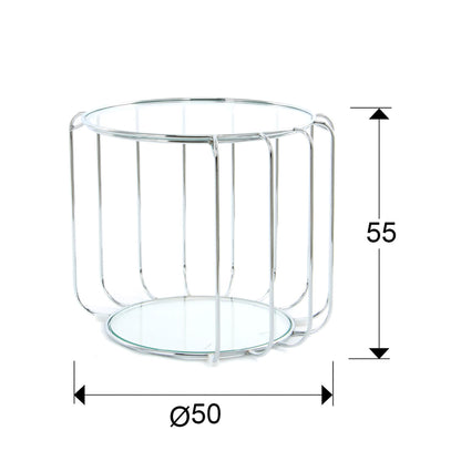 Medidas de Mesa auxiliar Hadas de acero con acabado brillo y diseño contemporáneo. Ideal para salón o dormitorio. Schuller.