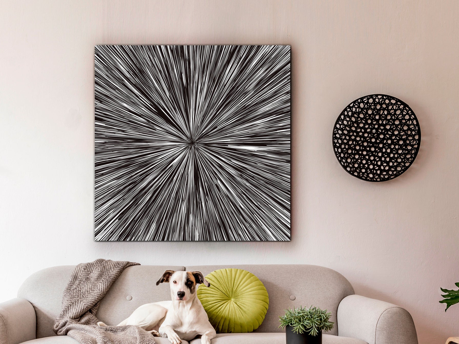 Cuadro decorativo Centrífugo 100x100 de Schuller: fotografía impresa en cristal templado, ideal para decoración de pared y diseño interior.