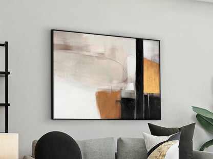 Cuadro acrílico Espacios I negro de Schuller, arte abstracto moderno en gran formato para decoración de pared.