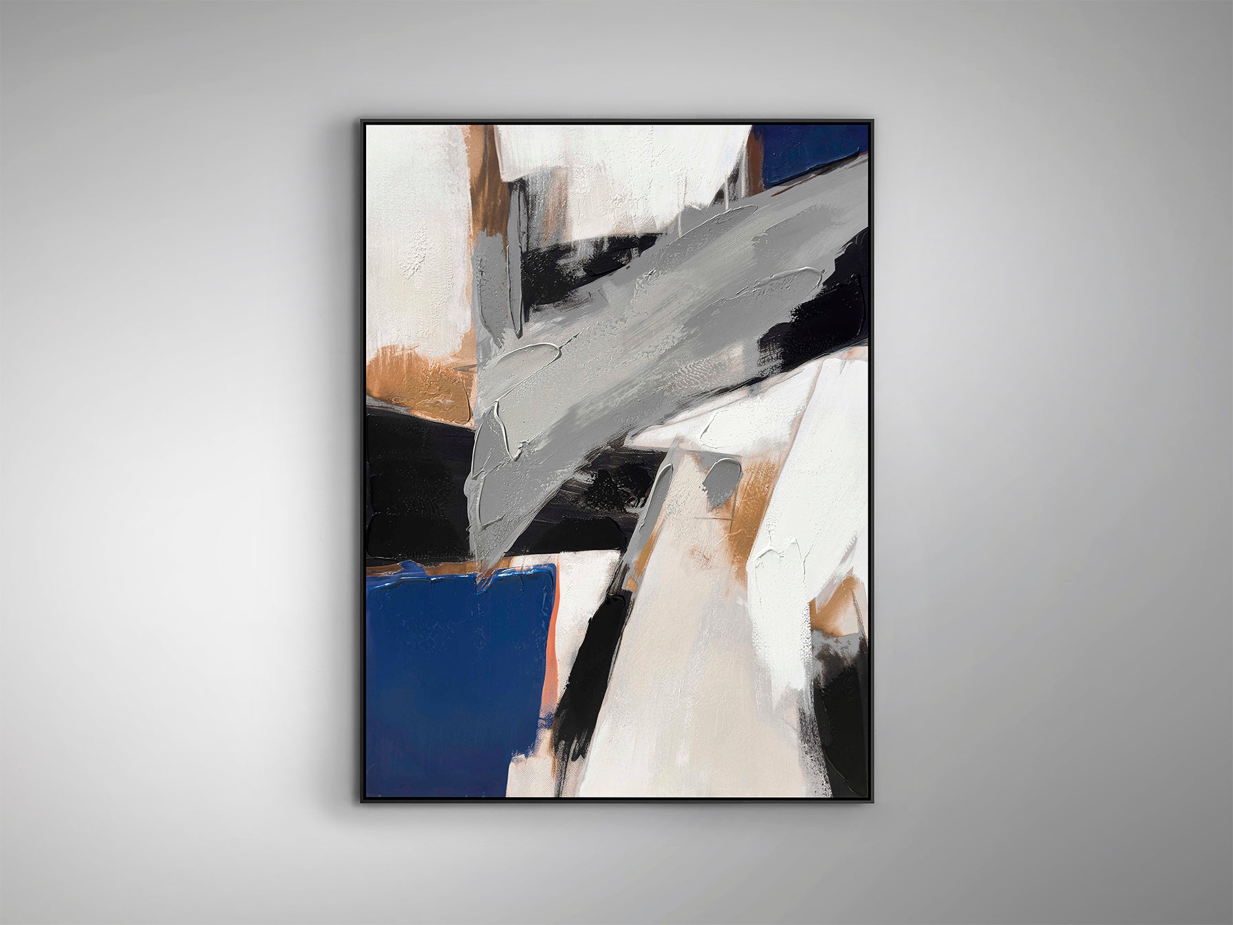 Cuadro decorativo ESPACIOS II negro de Schuller (301732) en lienzo. Arte abstracto moderno con pintura acrílica, ideal para salón y dormitorio. Diseño Espacios II en negro, medidas 90x120.