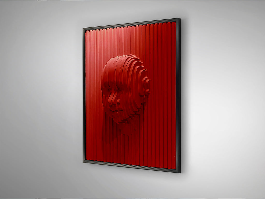 Bajorrelieve RED FACE 90x120 Rojo y Negro de Schuller (302043) - Arte de pared moderno con diseño contemporáneo en DM, poliestireno, rojo y negro.