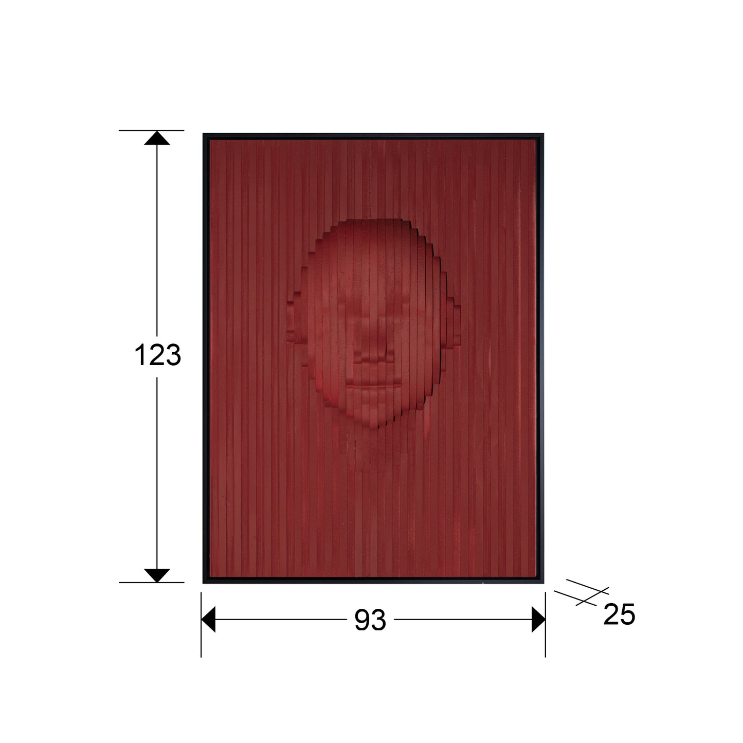 Medidas de Bajorrelieve Red Face 90x120 de Schuller: Arte de pared moderno con diseño contemporáneo en rojo y negro, fabricado en DM y poliestireno.