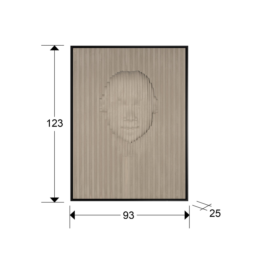 Medidas de Bajorrelieve decorativo Beige Face de Schuller en beige y negro para decoración de salón, estilo contemporáneo y minimalista, fabricado en DM y poliestireno.