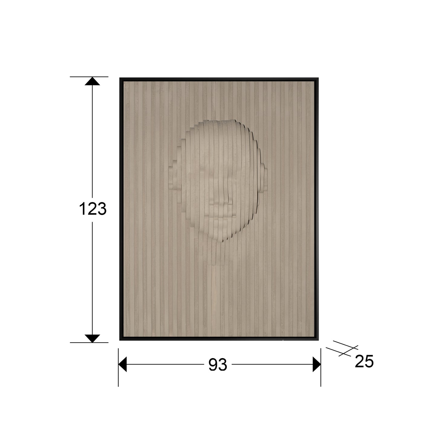 Medidas de Bajorrelieve decorativo Beige Face de Schuller en beige y negro para decoración de salón, estilo contemporáneo y minimalista, fabricado en DM y poliestireno.