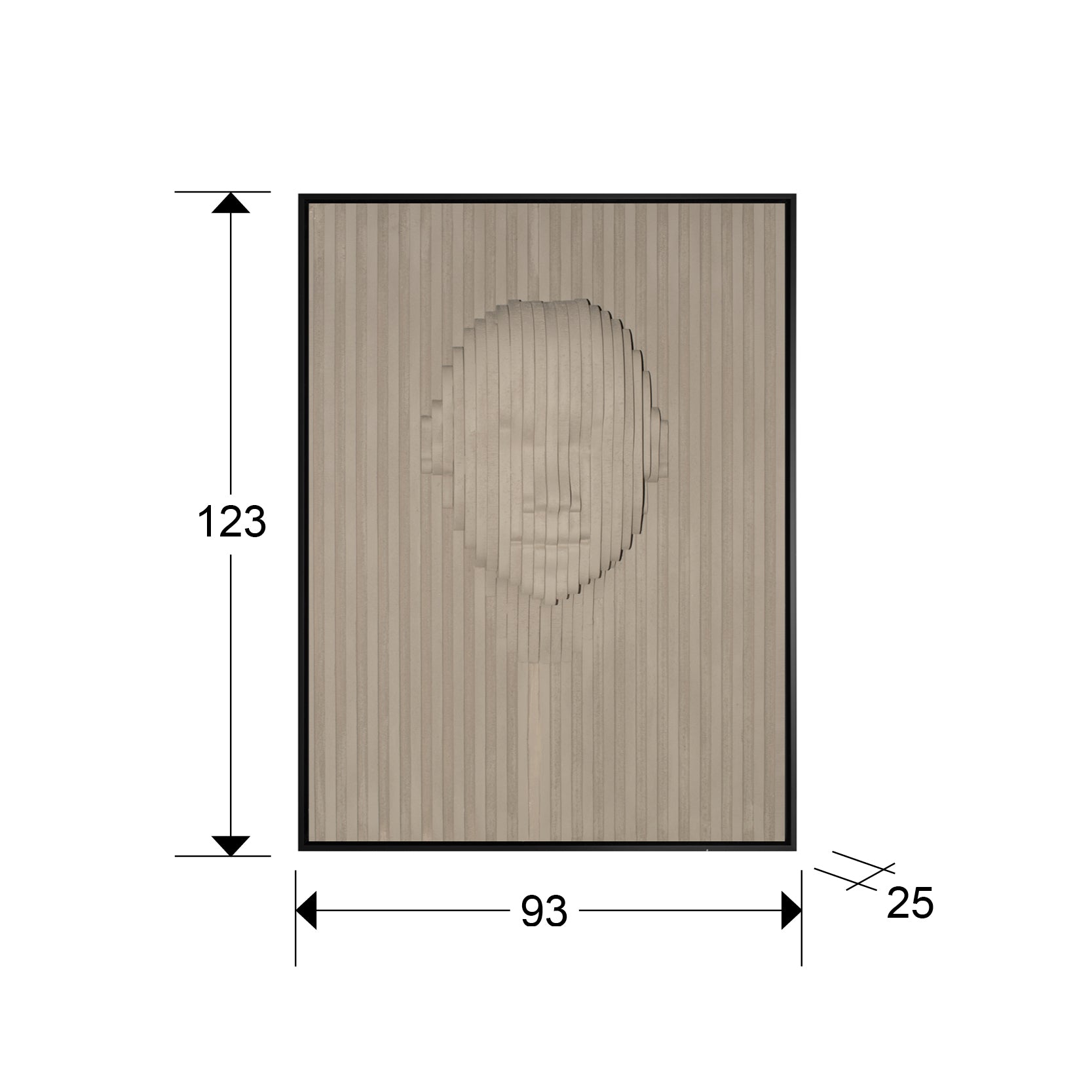 Medidas de Bajorrelieve decorativo Beige Face de Schuller en beige y negro para decoración de salón, estilo contemporáneo y minimalista, fabricado en DM y poliestireno.