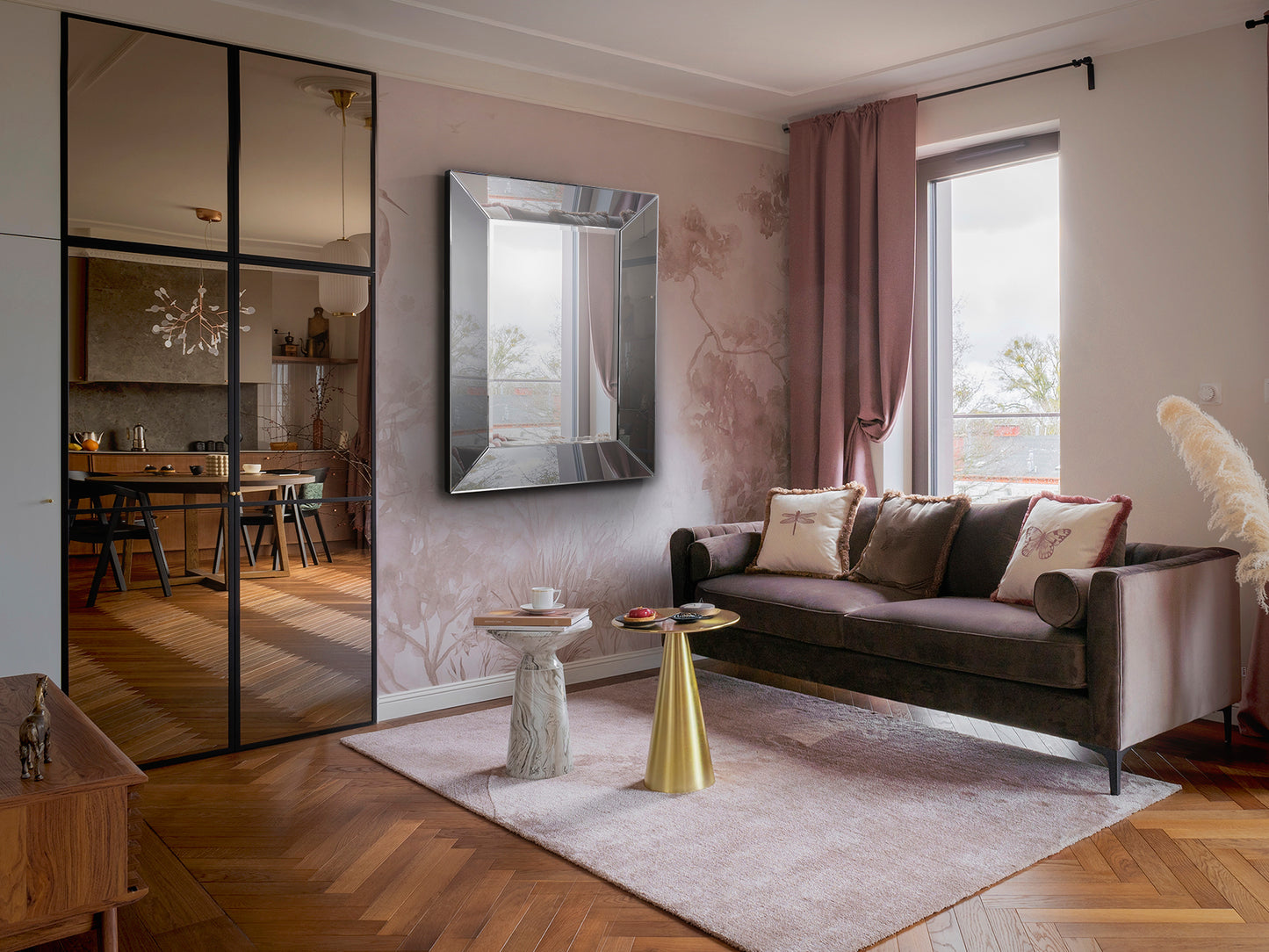 Espejo decorativo Roma 110x81 cm con marco Smoke de Schuller | Diseño moderno para dormitorio, recibidor o salón | Colección Roma con cristal de alta calidad.