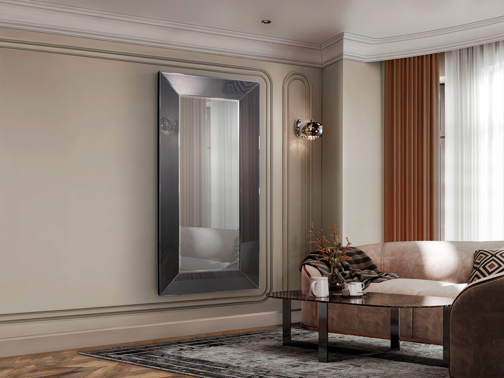 Espejo ROMA 185x90 Smoke decorativo de Schuller en recibidor o salón. Cristal y DM, estilo contemporáneo. Colección Roma.