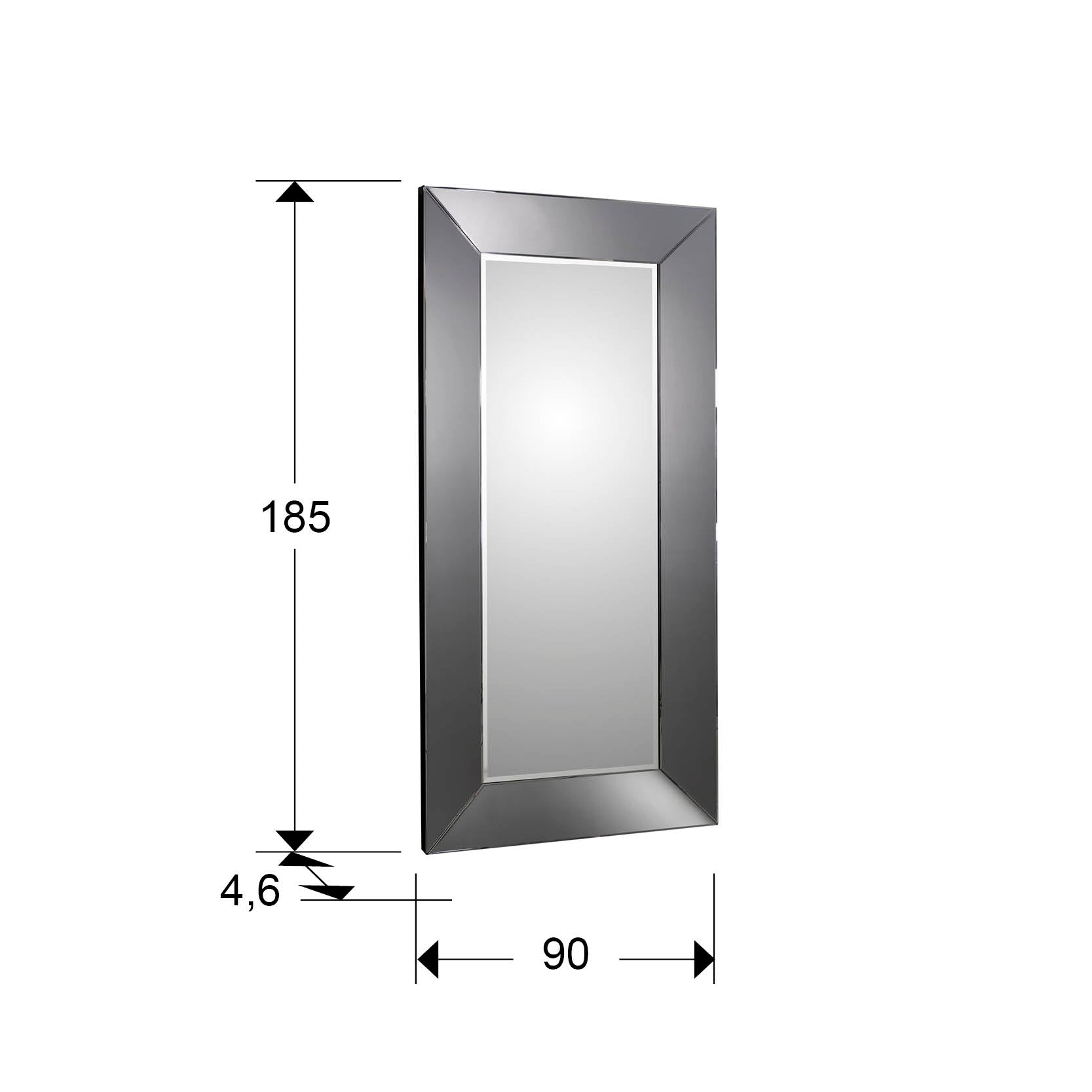 Medidas de Espejo ROMA 185x90 Smoke de Schuller | Espejo decorativo contemporáneo de cristal y DM para recibidor o salón | Colección Roma
