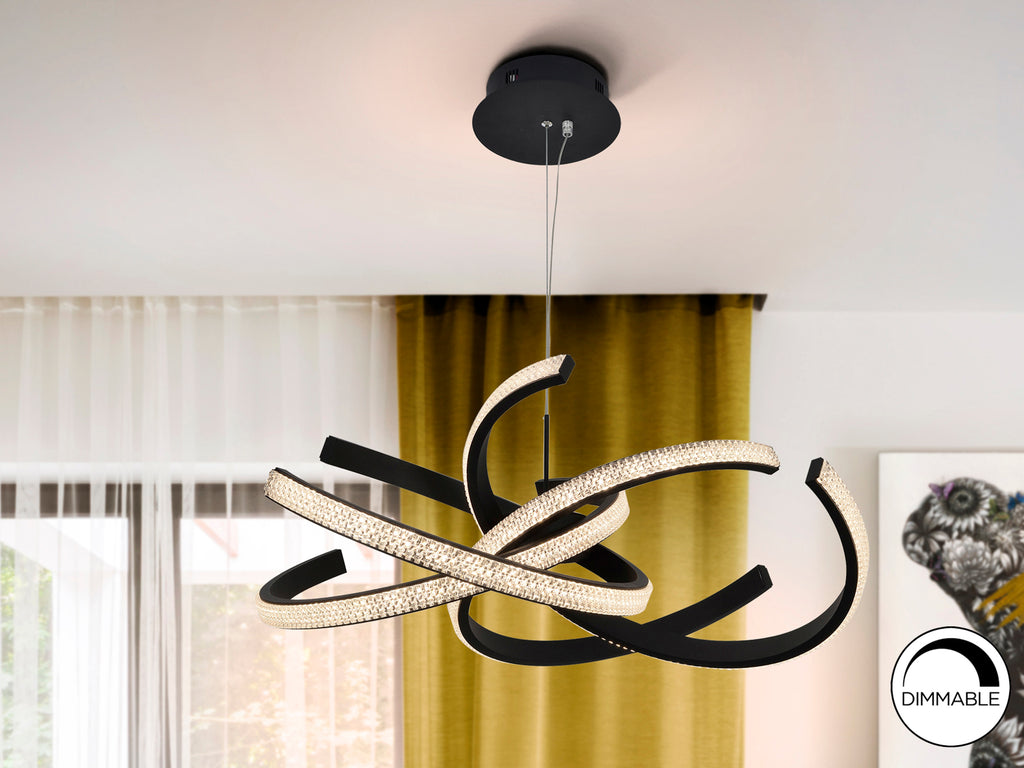 Lámpara de techo Ring II negra de 70Ø, diseño moderno y minimalista de Schuller, ideal para comedor, salón o espacios industriales. Iluminación LED colgante y transparente.