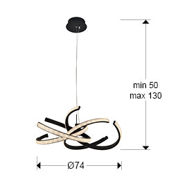 Medidas de Lámpara de techo Ring II negra 70Ø de Schuller (302975) - Estilo industrial y moderno con iluminación LED para comedor y salón. Diseño minimalista con detalles transparentes.