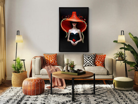 Cuadro LED Tocado Impreso Negro 80x120 de Schuller (304122) - Arte de pared moderno con luz LED, perfecto para salón o dormitorio.