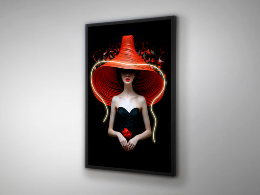 Cuadro LED Tocado Negro 80x120 cm - Arte de pared moderno con luz LED, ideal para salón y dormitorio. Colección Tocado de Schuller.